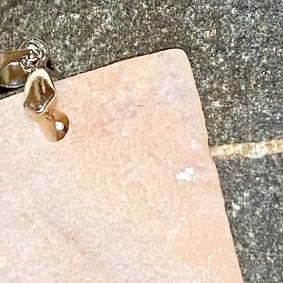 Natural Peachy Banded Agate Pendant, Large Genuine Gemstone Geometric Pendant - Picture 6 of 12